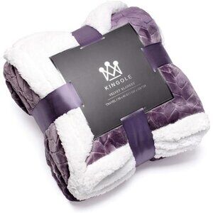 Double-Layer Reversible Luxury Sherpa Blanket, Lavender Purple Throw